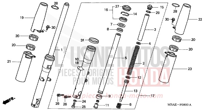 FOURCHETTE AVANT de Shadow Aero LIGHT CUPPER METALLIC-S (YR118K) de 2000